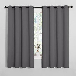 NICETOWN Grey Blackout Curtain Panels for Bedroom, Thermal Insulated Grommet Top Blackout Draperies and Drapes for Basement (2 Panels, W55 x L68-inch, Grey)