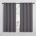 NICETOWN Grey Blackout Curtain Panels for Bedroom, Thermal Insulated Grommet Top Blackout Draperies and Drapes for Basement (2 Panels, W55 x L68-inch, Grey)