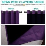 NICETOWN 100% Blackout Curtains with Black Liner Backing, Thermal Insulated Curtains for Living Room, Noise Reducing Drapes, Royal Purple, 52 inches Wide x 84 inches Long Per Panel, Set of 2 Panels