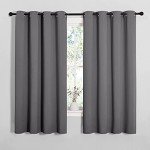 NICETOWN Grey Blackout Curtain Panels for Bedroom, Thermal Insulated Grommet Top Blackout Draperies and Drapes for Basement (2 Panels, W55 x L68-inch, Grey)