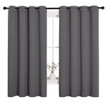 NICETOWN Grey Blackout Curtain Panels for Bedroom, Thermal Insulated Grommet Top Blackout Draperies and Drapes for Basement (2 Panels, W55 x L68-inch, Grey)