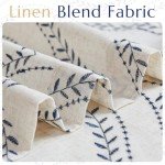 jinchan Linen Blend Curtains Beige Farmhouse Curtains 84 Inches Long Blue Embroidered Leaf Curtains for Living Room Ogee Geometry Drapes Light Filtering Grommet Country Curtain 2 Panels Blue on Flax