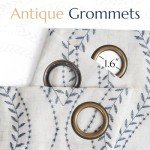 jinchan Linen Blend Curtains Beige Farmhouse Curtains 84 Inches Long Blue Embroidered Leaf Curtains for Living Room Ogee Geometry Drapes Light Filtering Grommet Country Curtain 2 Panels Blue on Flax