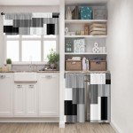 Tayney Black Grey Kitchen Window Curtains Valance and Tier Set 36 Inch, Dark Grey White Modern Rod Pocket Short Tier Curtain for Bathroom, Abstract Small Cafe Drapes for Kitchen Decor
