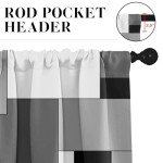 Tayney Black Grey Kitchen Window Curtains Valance and Tier Set 36 Inch, Dark Grey White Modern Rod Pocket Short Tier Curtain for Bathroom, Abstract Small Cafe Drapes for Kitchen Decor