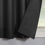 No. 918 Martine Microfiber Semi-Sheer Rod Pocket Kitchen Curtain Valance and Tiers Set, 54" x 45", Black