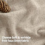 QUEMAS Oatmeal Linen Curtains for Bedroom 63 Inch Length 2 Panels, Burlap Curtains Light Filtering Thick Semi Sheer Non See Through Grommet Curtains for Farmhouse, 52 Inch Wide 2 Panel, Dark Oatmeal
