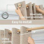 QUEMAS Oatmeal Linen Curtains for Bedroom 63 Inch Length 2 Panels, Burlap Curtains Light Filtering Thick Semi Sheer Non See Through Grommet Curtains for Farmhouse, 52 Inch Wide 2 Panel, Dark Oatmeal