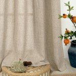 QUEMAS Oatmeal Linen Curtains for Bedroom 63 Inch Length 2 Panels, Burlap Curtains Light Filtering Thick Semi Sheer Non See Through Grommet Curtains for Farmhouse, 52 Inch Wide 2 Panel, Dark Oatmeal