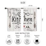 Riyidecor Kitchen Curtains Rustic Farmhouse 55x39 Inch Rod Pocket Country Short Small Barn Fork and Spoon Wooden Wood Plank Board Vintage Printed Cafe Window Curtains Drapes Treatment Fabric 2 Panels