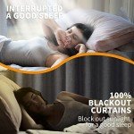 YoungsTex Grey Linen Blackout Curtains 40 Inch Length for Bedroom, Full Room Darkening Short Window Drapes for Kitchen Thermal Insulated Burlap Textured Blinds Rustic, 2 Panels, 42 X 40 Inch