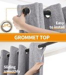 YoungsTex Grey Linen Blackout Curtains 40 Inch Length for Bedroom, Full Room Darkening Short Window Drapes for Kitchen Thermal Insulated Burlap Textured Blinds Rustic, 2 Panels, 42 X 40 Inch