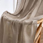 MIULEE Taupe Linen Curtains 84 Inch Length for Bedroom Living Room, Soft Thick Linen Textured Window Drapes Semi Sheer Light Filtering Back Tab Rod Pocket Burlap Look Farmhouse Country Decor, 2 Panels