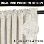 100% Blackout Shield Linen Blackout Curtains 84 Inches Long 2 Panels Set, Black Out Curtains for Bedroom, Thermal Insulated Rod Pocket Window Drapes Living Room, 50W X 84L, Beige