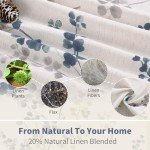 BGment Linen Curtains for Living Room 84 Inch Length 2 Panels Set Floral Leaf Patterns, Light Filtering Privacy Window Curtains for Bedroom Boho Farmhouse Vintage, Each 52 Inch Wide, Navy