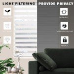 JIANGPIN TEXTILE Zebra Roller Shades, Dual Layer Roll Up Blind for Living Room, Semi Sheer Shades Window Privacy Light Control for Day and Night, (Maximum Height 72inch, White Color, Width 30 inch)