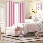 Pink Curtains 63 Inch Length for Baby Girls Nursery Decor,2 Panel Sets Pair Thick Room Darkening Heat Light Blocking Grommet Thermal Insulated Blackout Curtain for Bedroom Girls 52x63 Inches Long