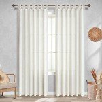 Farmhouse Curtains for Living Room,Window Linen Curtains 84 Inch Length 2 Panels Set,Tab Top Semi Sheer Light Filtering Country Boho Curtains for Bedroom Nursery,52x84 Inches Long,Neutral Cream