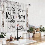 Riyidecor Kitchen Curtains Rustic Farmhouse 55x39 Inch Rod Pocket Country Short Small Barn Fork and Spoon Wooden Wood Plank Board Vintage Printed Cafe Window Curtains Drapes Treatment Fabric 2 Panels