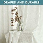 Farmhouse Curtains for Living Room,Window Linen Curtains 84 Inch Length 2 Panels Set,Tab Top Semi Sheer Light Filtering Country Boho Curtains for Bedroom Nursery,52x84 Inches Long,Neutral Cream