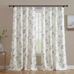 HLC.ME Jasmine Floral Patterned Window Rod Pocket Curtains for Bedroom - Light Blocking Darkening Window Panels, Set of 2 (Purple, 52 W x 84 L)