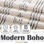 jinchan Boho Kitchen Curtains Linen Tier Curtains 36 Inches Bohemian Cafe Small Drapes Striped Mudcloth Farmhouse for Bathroom RV Camper Light Filtering Rod Pocket 2 Panels Black on Beige