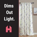 HLC.ME Jasmine Floral Patterned Window Rod Pocket Curtains for Bedroom - Light Blocking Darkening Window Panels, Set of 2 (Purple, 52 W x 84 L)