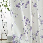 HLC.ME Jasmine Floral Patterned Window Rod Pocket Curtains for Bedroom - Light Blocking Darkening Window Panels, Set of 2 (Purple, 52 W x 84 L)