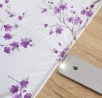 HLC.ME Jasmine Floral Patterned Window Rod Pocket Curtains for Bedroom - Light Blocking Darkening Window Panels, Set of 2 (Purple, 52 W x 84 L)