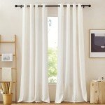 NICETOWN Linen Burlap Curtains for Windows 90 inch Length, Grommet Decorative Linen Blend Semi Sheer Drapes Privacy with Light Filtering for Living Room/Bedroom, 2 Panels, W52 x L90