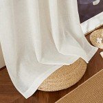 NICETOWN Linen Burlap Curtains for Windows 90 inch Length, Grommet Decorative Linen Blend Semi Sheer Drapes Privacy with Light Filtering for Living Room/Bedroom, 2 Panels, W52 x L90