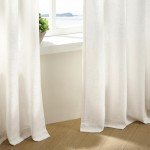 Natural Pinch Pleated Linen Curtains 84 Inch Length 2 Panels for Living Room Bedroom Textured Cream Ivory Birch Semi Sheer Boho Neutral Back Tab Pinch Pleat Hooks Rings Window Curtain 84 Inches Long