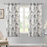 H.VERSAILTEX Linen Curtains Natural Linen Blended Curtain Panels for Living Room/Light Reducing Linen Sheer Curtains 63 inch Length 2 Panels Set Pencil Sketch Style Floral Panels, Black