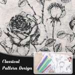 H.VERSAILTEX Linen Curtains Natural Linen Blended Curtain Panels for Living Room/Light Reducing Linen Sheer Curtains 63 inch Length 2 Panels Set Pencil Sketch Style Floral Panels, Black