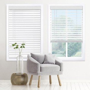 DEZ FURNISHINGS Cordless 2" Signature Faux Wood Blind, 36" W x 48" H, Snow White