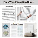 DEZ FURNISHINGS Cordless 2" Signature Faux Wood Blind, 36" W x 48" H, Snow White