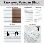 DEZ FURNISHINGS Cordless 2" Signature Faux Wood Blind, 36" W x 48" H, Snow White