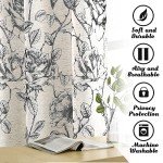 H.VERSAILTEX Linen Curtains Natural Linen Blended Curtain Panels for Living Room/Light Reducing Linen Sheer Curtains 63 inch Length 2 Panels Set Pencil Sketch Style Floral Panels, Black