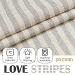 jinchan Linen Kitchen Curtains 24 Inch Length Striped Tier Curtains Ticking Stripe Small Drapes for Living Room Bathroom Cafe Small Window Farmhouse Rustic Pinstripe Rod Pocket 2 Panels Taupe