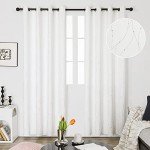 Deconovo Blackout Grommet Silver Pattern Printed Curtains, Pure White, 52W x 84L