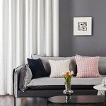 Deconovo Blackout Grommet Silver Pattern Printed Curtains, Pure White, 52W x 84L