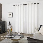 Deconovo Blackout Grommet Silver Pattern Printed Curtains, Pure White, 52W x 84L