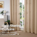 BGment Faux Linen Curtains for Living Room 108 Inch Length 2 Panels Set, Burlap Textured Curtains Light Filtering Privacy Window Curtain Drapes with Grommet, 52 Inch Wide Each Panel, Tan