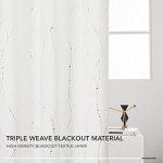 Deconovo Blackout Grommet Silver Pattern Printed Curtains, Pure White, 52W x 84L