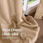 BGment Faux Linen Curtains for Living Room 108 Inch Length 2 Panels Set, Burlap Textured Curtains Light Filtering Privacy Window Curtain Drapes with Grommet, 52 Inch Wide Each Panel, Tan