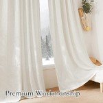 RYB HOME 108 inch Curtains - Flax Linen Blend Semi Sheer Light Glare Filtering Extra Long Drapes for Living Room Dining Doorway Farmhouse Office Sunroom, Linen, Wide 52" by Long 108", 2 Panels