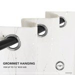 Deconovo Blackout Grommet Silver Pattern Printed Curtains, Pure White, 52W x 84L