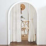 RYB HOME 108 inch Curtains - Flax Linen Blend Semi Sheer Light Glare Filtering Extra Long Drapes for Living Room Dining Doorway Farmhouse Office Sunroom, Linen, Wide 52" by Long 108", 2 Panels