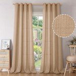 BGment Faux Linen Curtains for Living Room 108 Inch Length 2 Panels Set, Burlap Textured Curtains Light Filtering Privacy Window Curtain Drapes with Grommet, 52 Inch Wide Each Panel, Tan