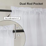 Lecloud Bessie White Kitchen Curtains 36 Inch Length 2 Panels Set, Faux Linen Textured Tier Curtains Short, Light-Filtering Window Treatments for Basement Bathroom, Each 30 W x 36 L